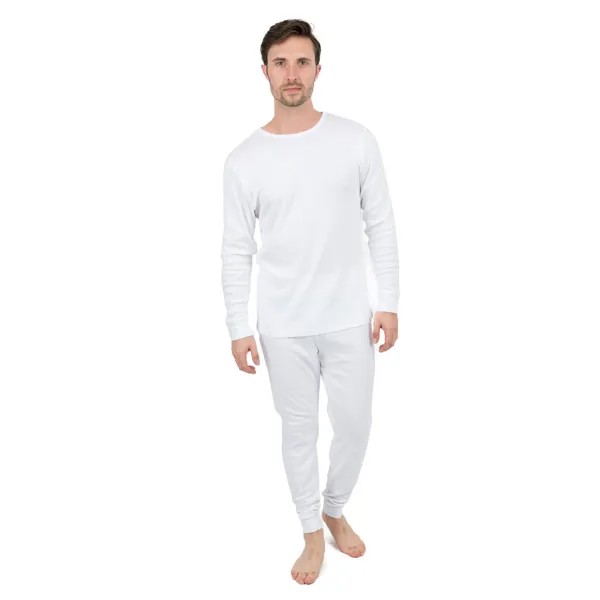 Мужская хлопковая пижама из двух частей, нейтральный однотонный цвет Leveret, белый