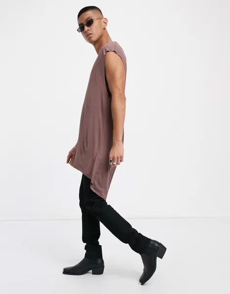 Розовая майка с драпировкой ASOS DESIGN-Коричневый цвет