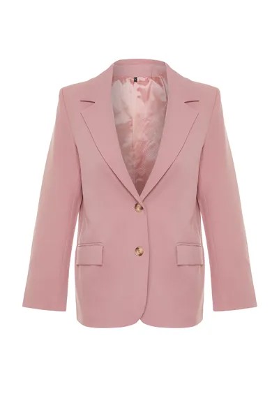Розовый тканый пиджак на обычной подкладке Trendyol