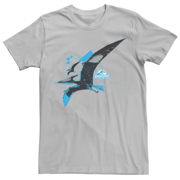 Мужская футболка Jurassic World Pterodactyl с геометрическим полиграфическим рисунком Licensed Character, серебристый