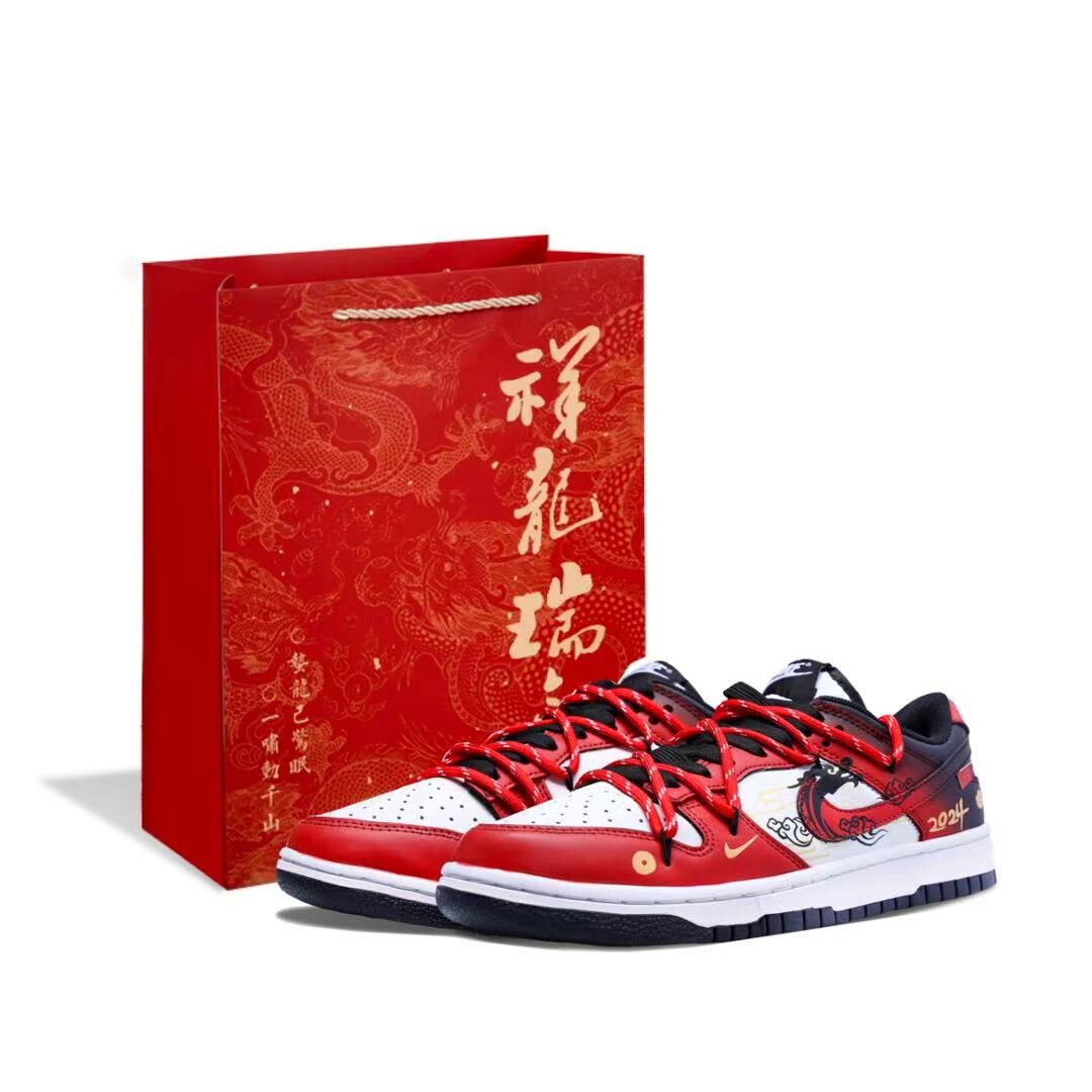 Кроссовки Nike Dunk Skateboarding Shoes Unisex Low-top Black/Red, красный