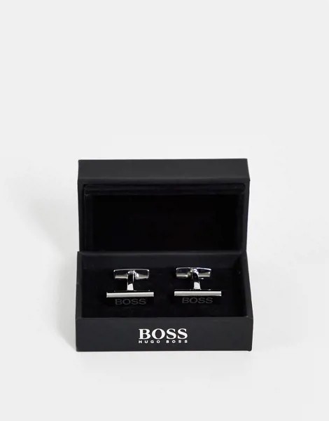 Серебристые запонки BOSS-Черный цвет