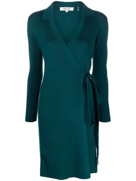 Diane Von Furstenberg Mida ribbed-knit wrap dress, зеленый