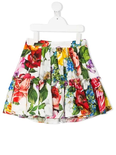 Dolce & Gabbana Kids юбка мини с цветочным принтом и складками