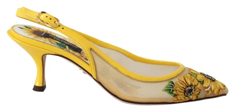 DOLCE - GABBANA Туфли Желтые туфли в сетку подсолнуха на пятке с открытой пяткой EU36,5 / US6 1200 долларов США