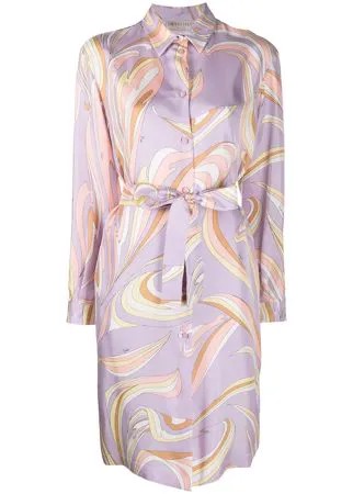 Emilio Pucci платье-рубашка с длинными рукавами и абстрактным принтом