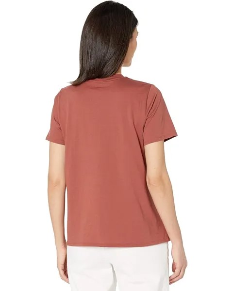 Топ Eileen Fisher Organic Pima Cotton Jersey Mock Neck Short Sleeve Top, цвет Deep Terracotta