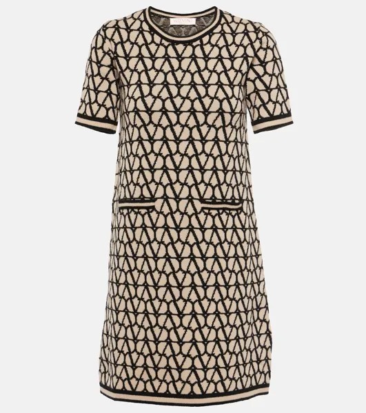 Мини-Платье Toile Iconographe из натуральной шерсти Valentino, бежевый