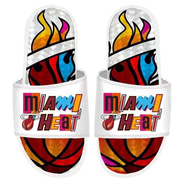 Белые гелевые шлепанцы ISlide Miami Heat 2022/23 City Edition