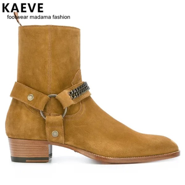 Новые стильные высококачественные дизайнерские золотистые высокие ботинки Kaeve, мужская обувь модного бренда Челси, мужские ковбойские мот...