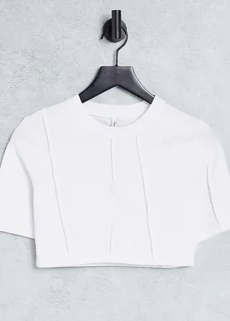 Укороченная белая футболка с акцентными швами ASYOU-Белый