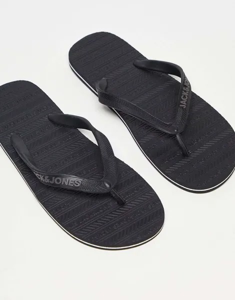 Черные шлепанцы с логотипом Jack & Jones