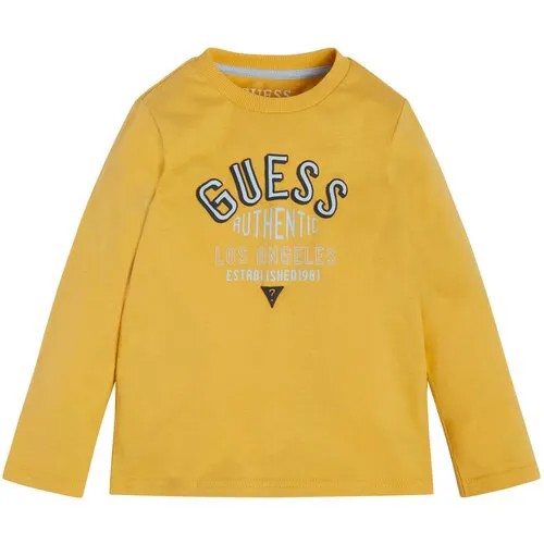 Лонгслив GUESS, хлопок, размер 6, желтый