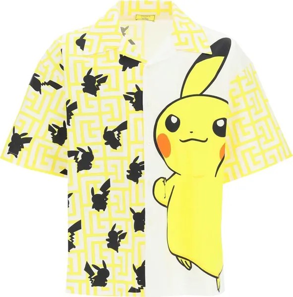 Рубашка Balmain x Pokemon Oversize Shirt 'Jaune/Blanc/Noir', черный