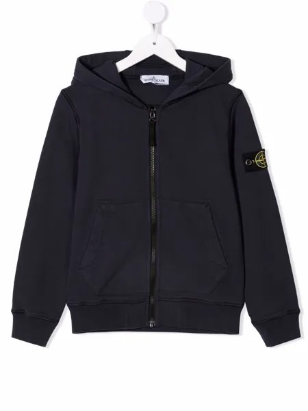 Stone Island Junior худи на молнии с нашивкой-логотипом