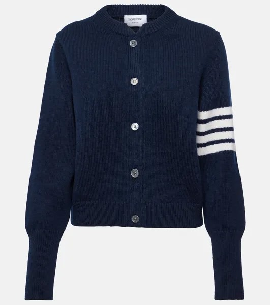 Кардиган 4-Bar из шерсти интарсии Thom Browne, синий