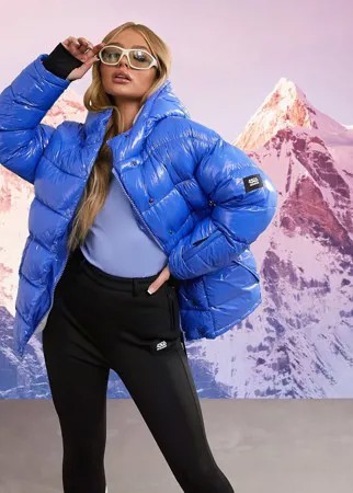 Блестящая утепленная горнолыжная куртка с высоким воротником ASOS 4505 ski-Голубой