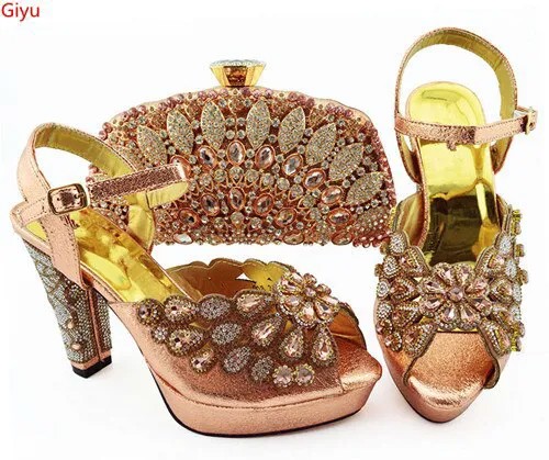 Doershow модный стиль Новое поступление итальянские подходящие туфли и сумки в африканском стиле Свадебные персиковые туфли и сумки для женщин