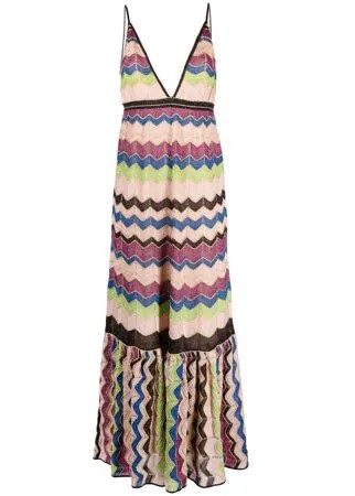 M Missoni длинное платье-комбинация с узором зигзаг