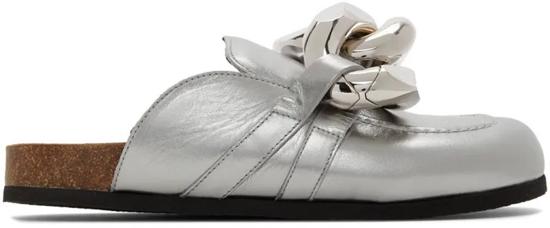 Серебряные лоферы с цепочкой JW Anderson