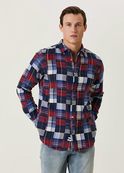 Темно-красная рубашка с узором в шотландскую клетку Scotch & Soda