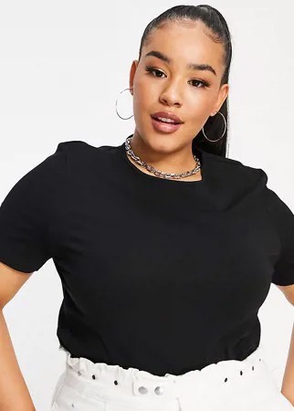 Черная укороченная футболка облегающего кроя ASOS DESIGN Curve-Черный