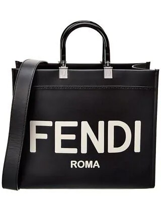 Женская кожаная сумка-тоут среднего размера Fendi Sunshine, черная