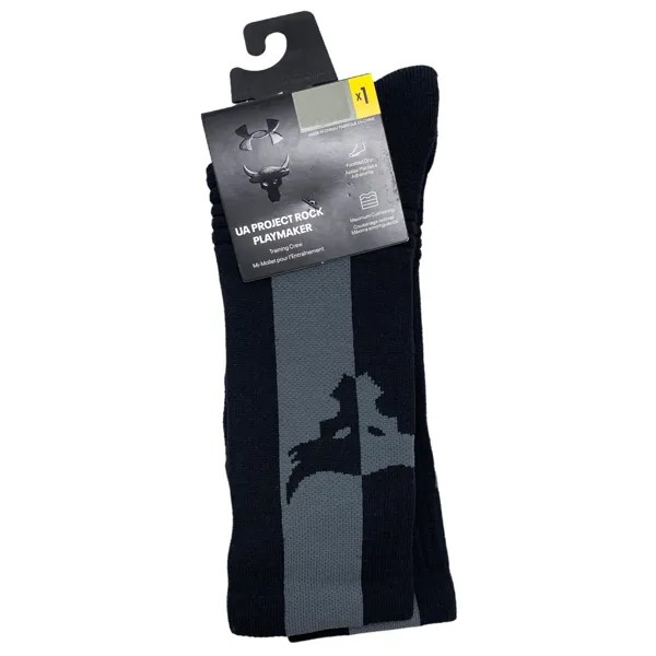 Носки Under Armour Unisex UA Playmaker Project Rock Training Crew, черный/серый