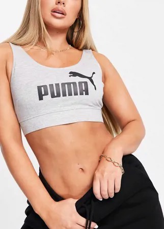 Серый бралетт с логотипом Puma Essentials