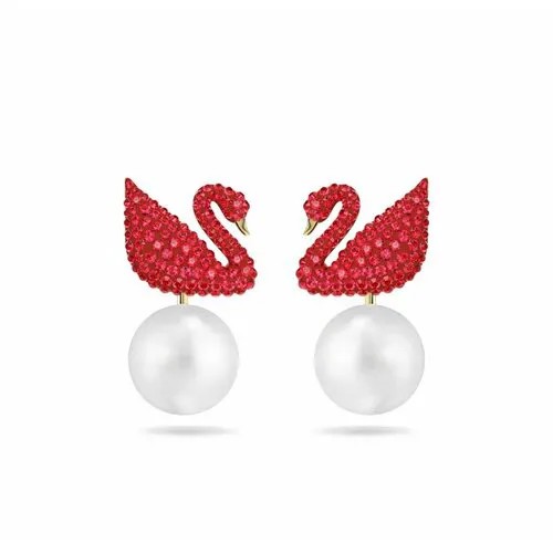 Серьги SWAROVSKI, кристаллы Swarovski, золотистый/красный