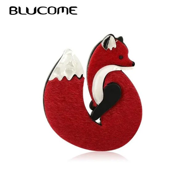 Blucome Прекрасная акриловая кожа Fox Brooches Pins Золотой цвет Ручная работа Мода Животные Брошь Шарф Клип Костюм Шляпы Платье Аксессуар