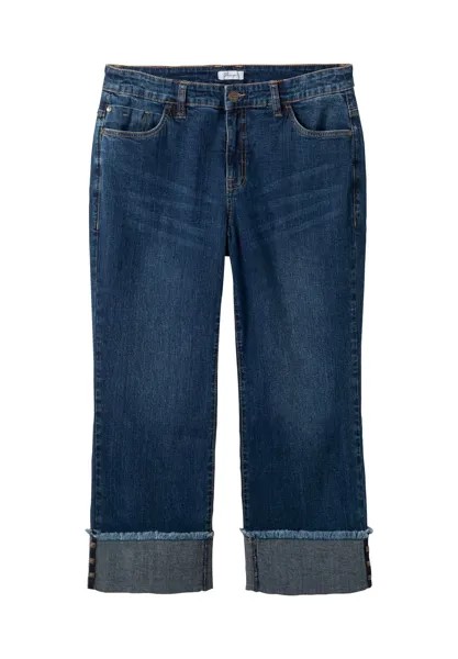 Джинсы 7/8 из джинсовой ткани, с широкими манжетами по низу sheego, цвет Dark Blue Denim