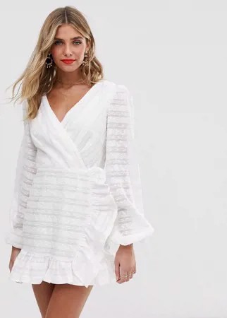Платье мини с длинными рукавами Finders Keepers - Sofia-Белый