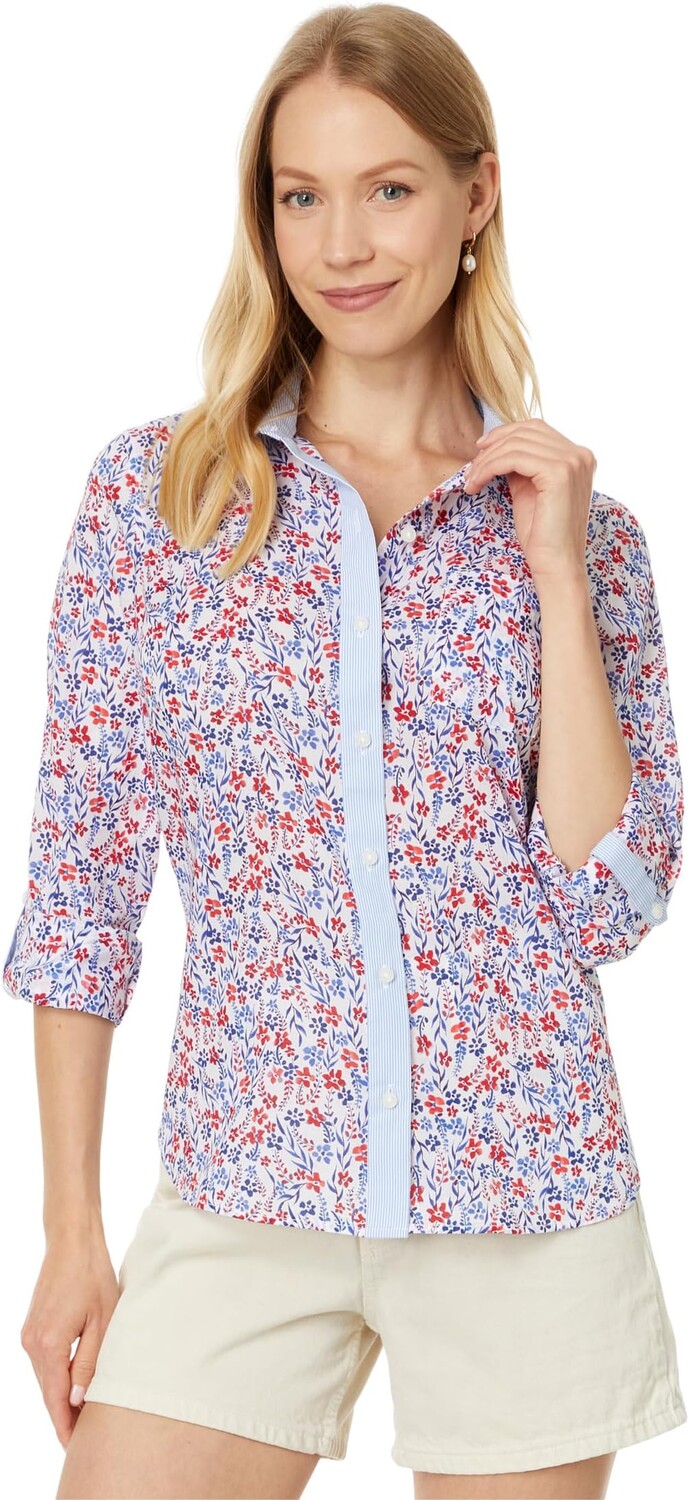 Рубашка Tommy Hilfiger Floral Roll Tab, цвет Bright White/Scarlet