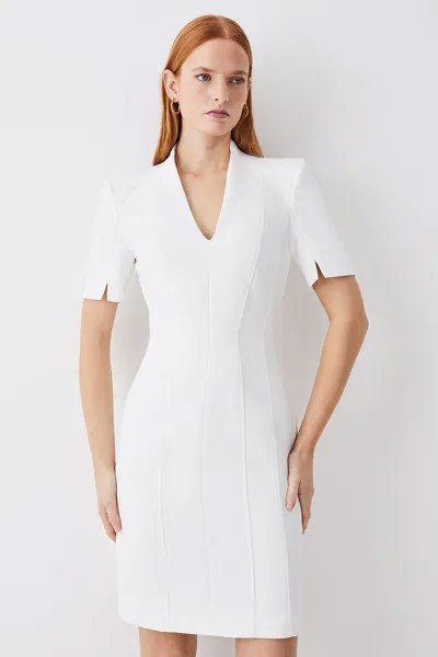Итальянское компактное мини-платье трапециевидной формы из джерси с аквалангом со швами Karen Millen, белый