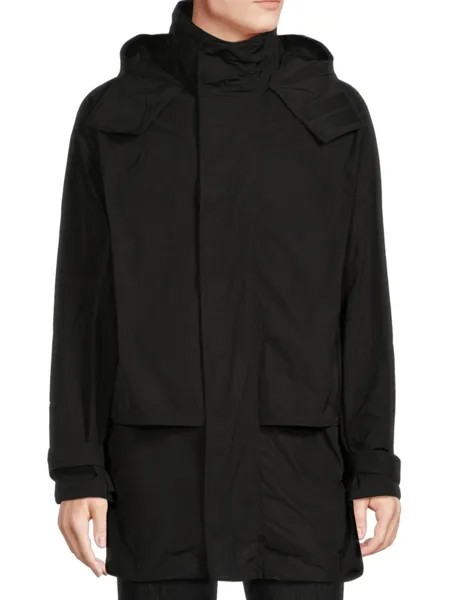 Многослойное пальто с капюшоном и логотипом Dsquared2, черный