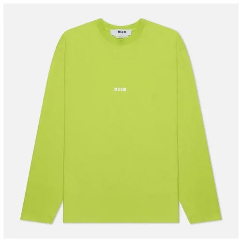 Мужской лонгслив MSGM Micrologo Seasonal Crew Neck зелёный , Размер XL