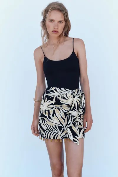 Мини-юбка с высокой талией ZARA, мультиколор
