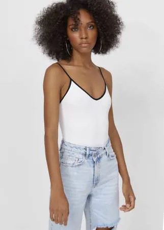 Stradivarius Бесшовное Боди Белый M