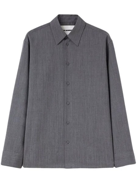 Jil Sander шерстяная рубашка с длинными рукавами, серый