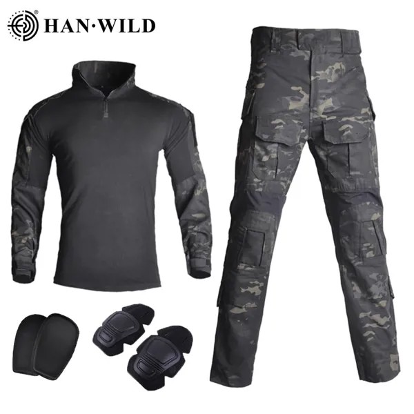 Комплект тактической формы HAN WILD G3 для мужчин, камуфляжная военная одежда Rip-stop, армейский костюм, брюки-карго Мультикам для страйкбола, боевая рубашка