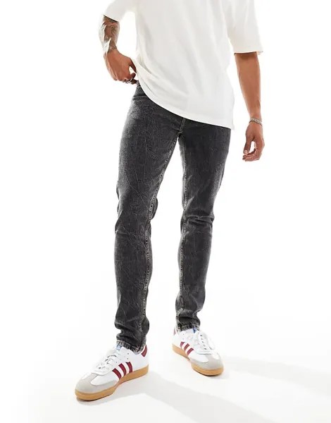 ASOS DESIGN – черные потертые джинсы скинни