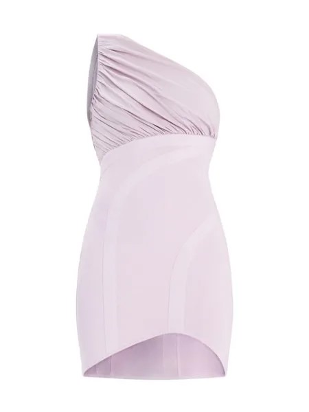 Бандажное мини-платье на одно плечо Herve Leger, цвет Light Peony