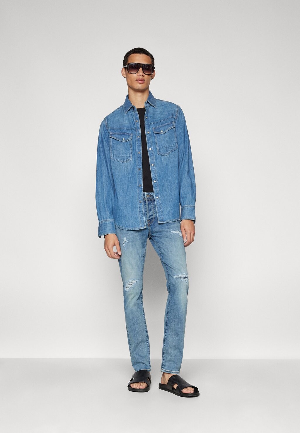 Джинсы скинни JJIGLENN JJFOX Jack & Jones, синие джинсы