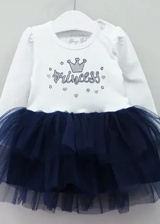Платье для малышек с длинным рукавом белого цвета 