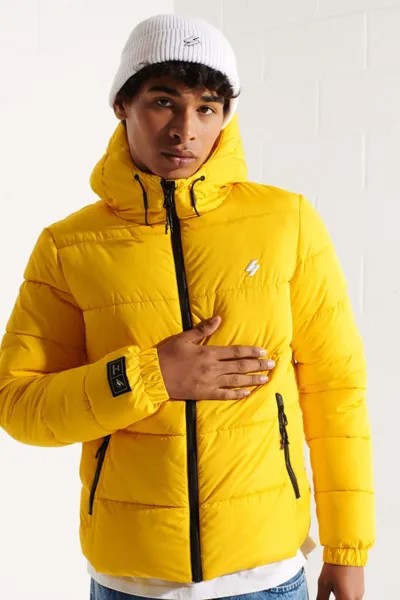 Спортивная утепленная куртка с капюшоном Superdry, желтый