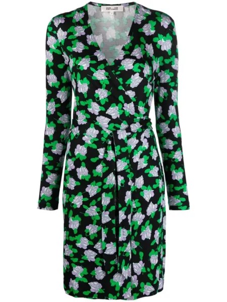 Diane Von Furstenberg floral-print silk wrap dress, черный