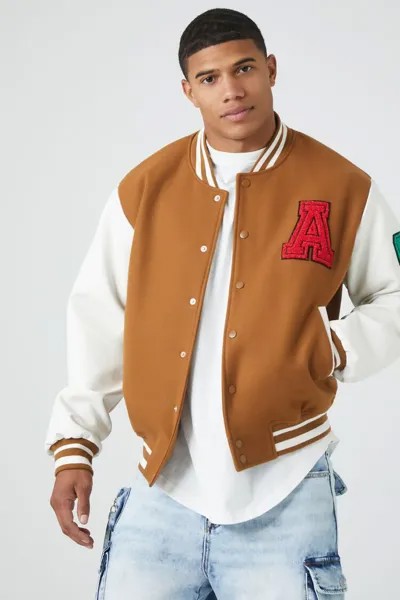 Куртка Varsity Letterman с нашивкой Forever 21, коричневый