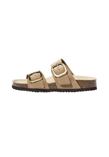 Мюли на плоской подошве BUCKLE OYSHO, цвет light brown