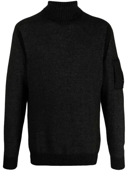 C.P. Company Lens-patch fleece-knit jumper, зеленый